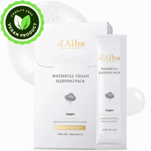 d'Alba Italian White Truffle Waterfull Vegan Sleeping Pack, Non Wash-off Overnight Face Mask, Portable Gel-type for moisture retention. 4ml*12packs