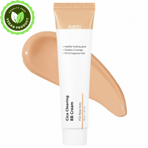 PURITO Cica Clearing BB Cream #15 Rose Ivory , Vegan bb cream, foundation, cruelty free 1 fl.oz / 30ml